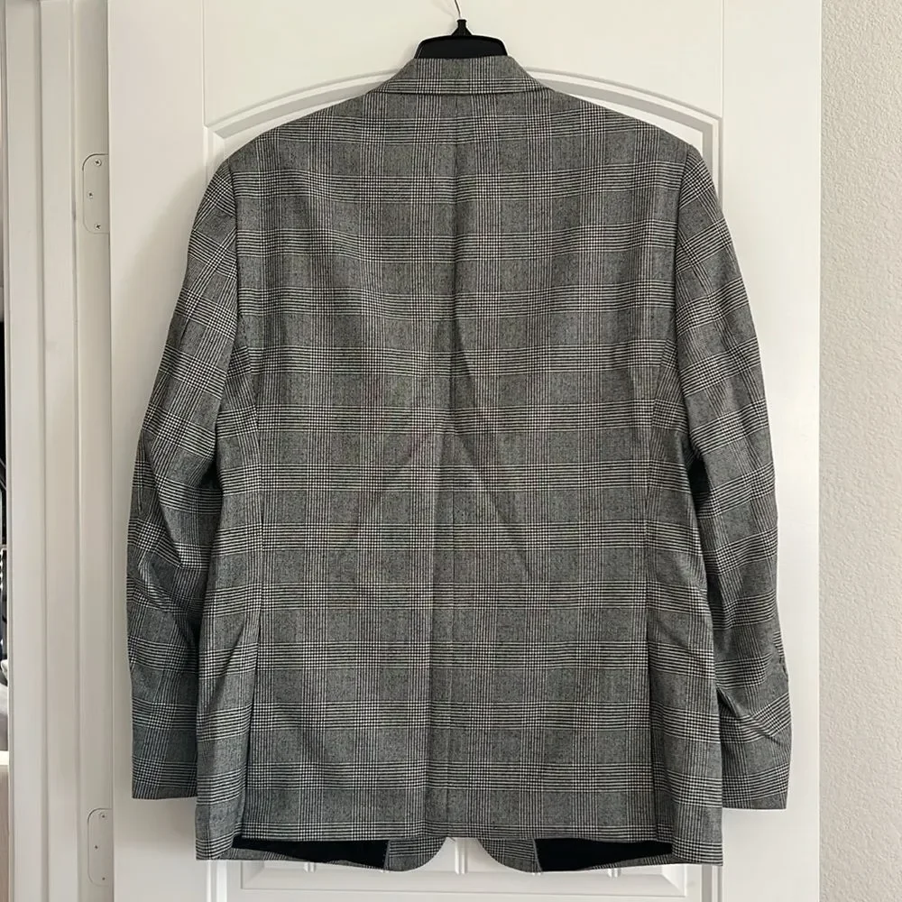 Bar III Glen Plaid Skinny-Fit Suit Jacket in Black-White, NWT, Size 44L